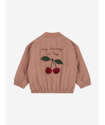 Konges Sløjd Girls Juno Frill Cherry Bomber Jacket in Pink la livraison gratuite