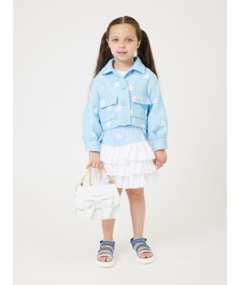 Monnalisa Girls Denim Stars Ruffle Skirt in Blue En savoir plus