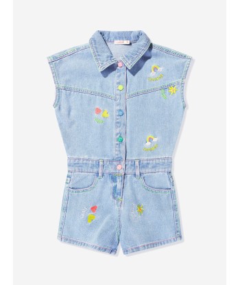 Billieblush Girls Denim Playsuit in Blue acheter en ligne