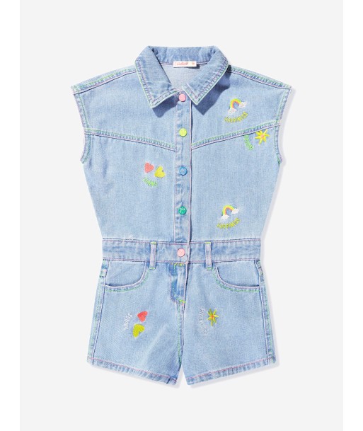 Billieblush Girls Denim Playsuit in Blue acheter en ligne