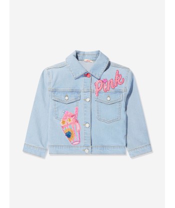 Billieblush Girls Sequin Applique Denim Jacket in Blue Par le système avancé 