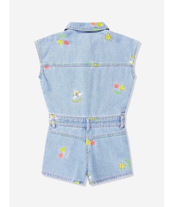 Billieblush Girls Denim Playsuit in Blue acheter en ligne