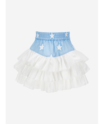 Monnalisa Girls Denim Stars Ruffle Skirt in Blue En savoir plus