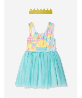 Billieblush Girls Dress With Glitter Crown in Blue de technologie