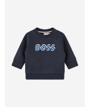 BOSS Baby Boys Logo Print Sweatshirt in Navy la chaussure