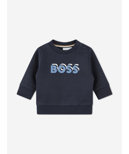 BOSS Baby Boys Logo Print Sweatshirt in Navy la chaussure