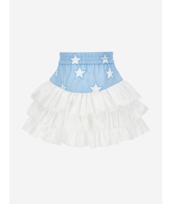 Monnalisa Girls Denim Stars Ruffle Skirt in Blue En savoir plus