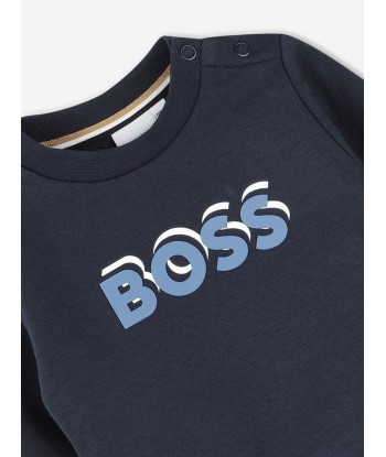 BOSS Baby Boys Logo Print Sweatshirt in Navy la chaussure