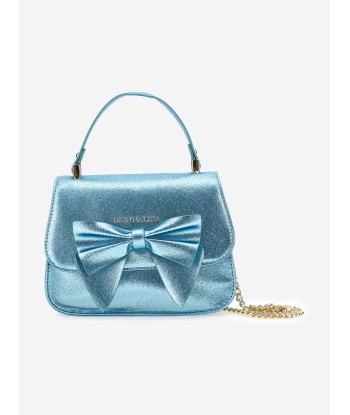 Monnalisa Girls Glitter Bow Handbag in Blue (21cm) pas cher 