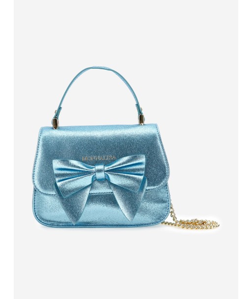 Monnalisa Girls Glitter Bow Handbag in Blue (21cm) pas cher 