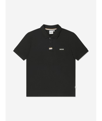 BOSS Boys Logo Print Polo Shirt in Black Venez découvrir notre 