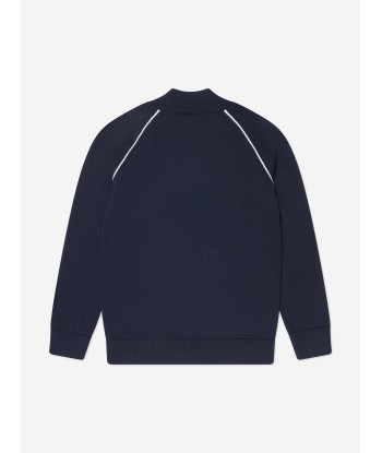 BOSS Boys Knitted Zip Up Cardigan in Navy de France