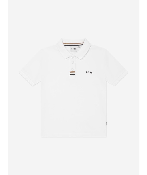 BOSS Boys Logo Print Polo Shirt in White Le MVP de beaucoup