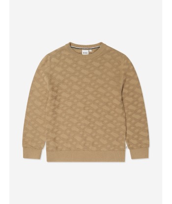 BOSS Boys Knitted Monogram Jumper in Beige ouvre sa boutique