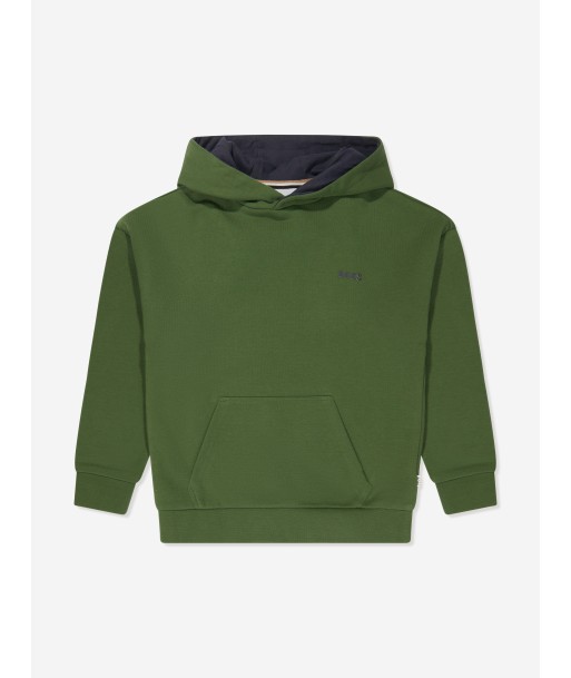 BOSS Boys Logo Print Hoodie in Green destockage