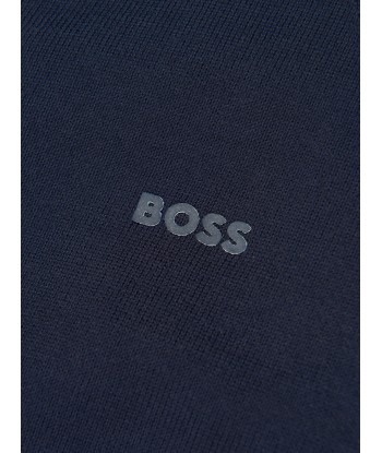 BOSS Boys Knitted Zip Up Cardigan in Navy de France