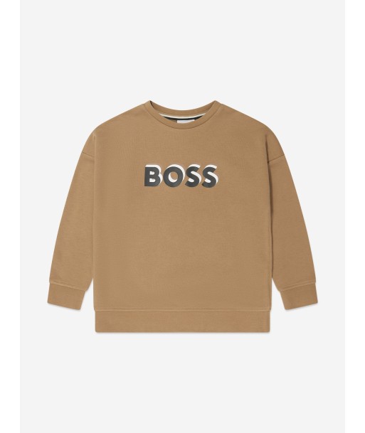 BOSS Boys Embossed Logo Sweatshirt in Beige de l' environnement