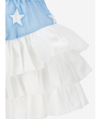 Monnalisa Girls Denim Stars Ruffle Skirt in Blue En savoir plus