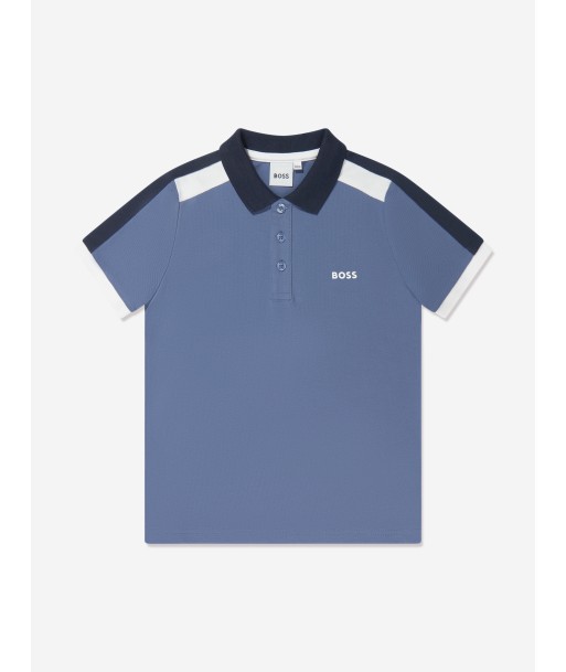 BOSS Boys Logo Print Polo Shirt in Blue Amélioration de cerveau avec