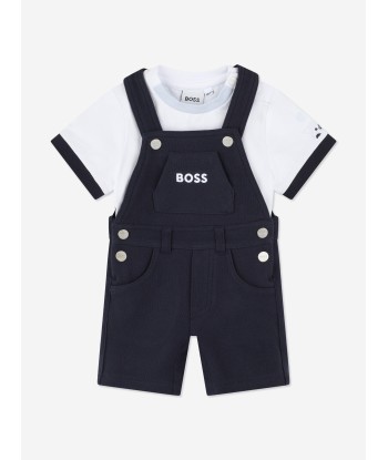 BOSS Baby Boys T-Shirt And Dungarees Gift Set in Navy Pour