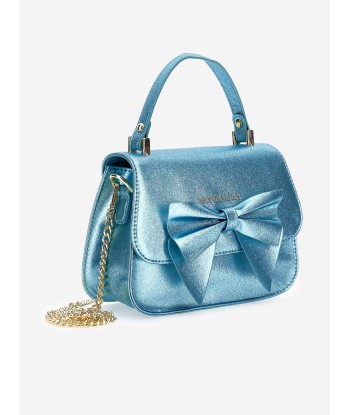 Monnalisa Girls Glitter Bow Handbag in Blue (21cm) pas cher 