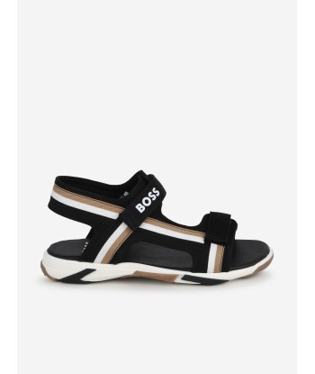 BOSS Boys Logo Sandals in Black de l' environnement