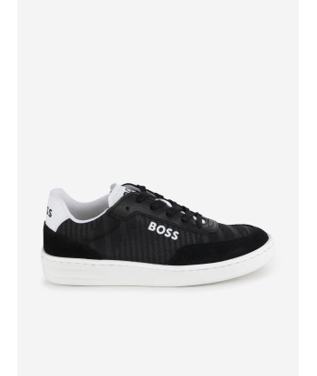 BOSS Boys Suede Logo Trainers in Black pas cher chine