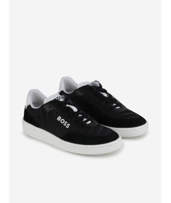 BOSS Boys Suede Logo Trainers in Black pas cher chine