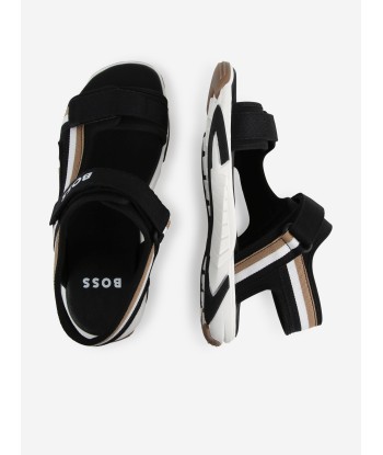 BOSS Boys Logo Sandals in Black de l' environnement