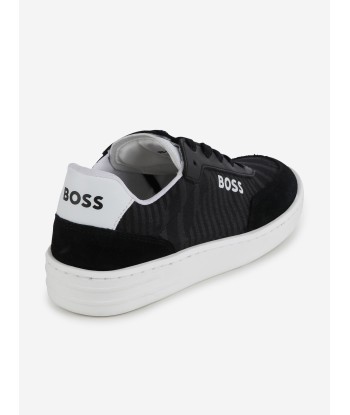 BOSS Boys Suede Logo Trainers in Black pas cher chine