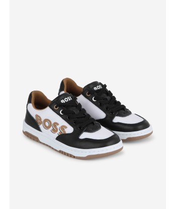 BOSS Boys Leather Logo Trainers in Black suggérées chez