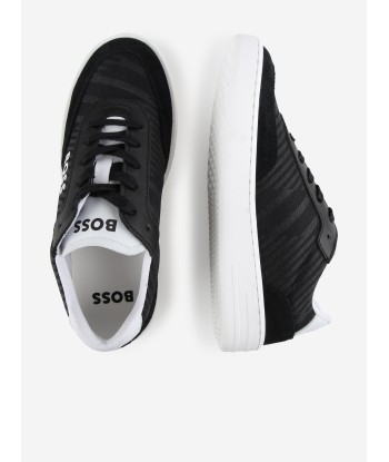 BOSS Boys Suede Logo Trainers in Black pas cher chine