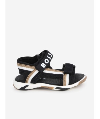 BOSS Baby Boys Strappy Logo Sandals in Black Les magasins à Paris