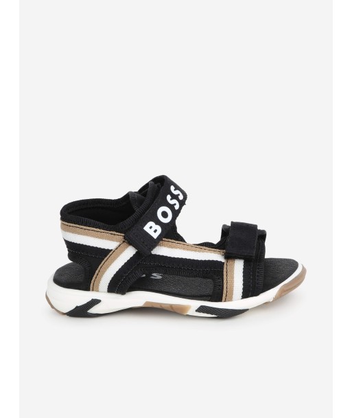 BOSS Baby Boys Strappy Logo Sandals in Black Les magasins à Paris