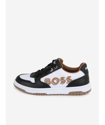 BOSS Boys Leather Logo Trainers in Black suggérées chez