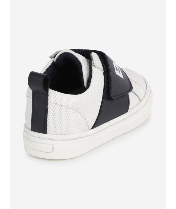 BOSS Boys Leather Logo Trainers in White outlet