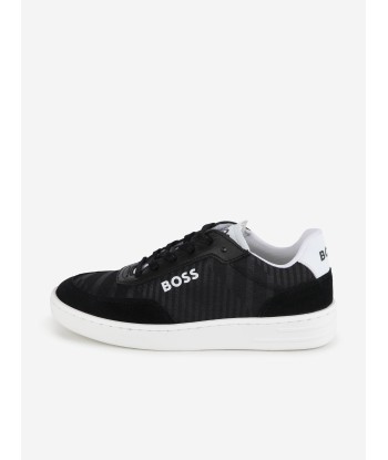 BOSS Boys Suede Logo Trainers in Black pas cher chine