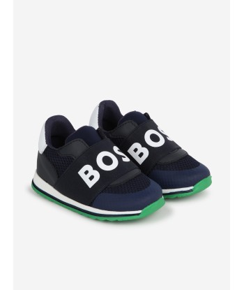 BOSS Boys Logo Trainers in Navy outlet