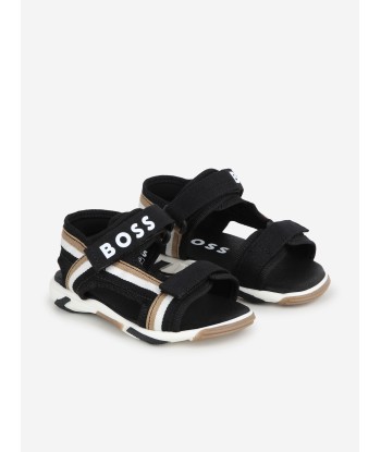 BOSS Baby Boys Strappy Logo Sandals in Black Les magasins à Paris