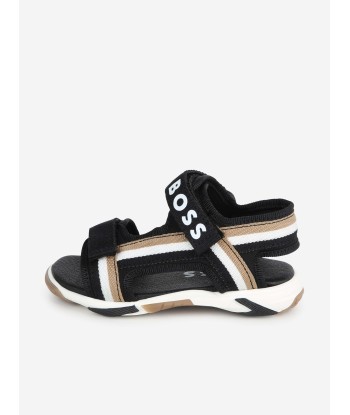 BOSS Baby Boys Strappy Logo Sandals in Black Les magasins à Paris