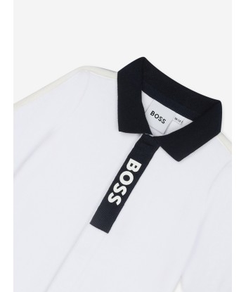 BOSS Baby Boys Velour Babygrow in White Fin de série