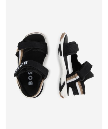 BOSS Baby Boys Strappy Logo Sandals in Black Les magasins à Paris