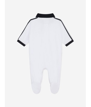 BOSS Baby Boys Velour Babygrow in White Fin de série