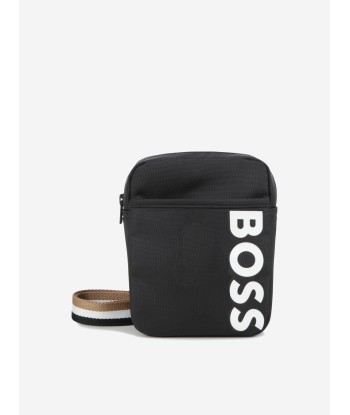 BOSS Boys Logo Messenger Bag in Black (18cm) pas chere