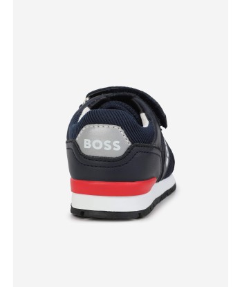 BOSS Boys Leather Logo Trainers in Navy suggérées chez