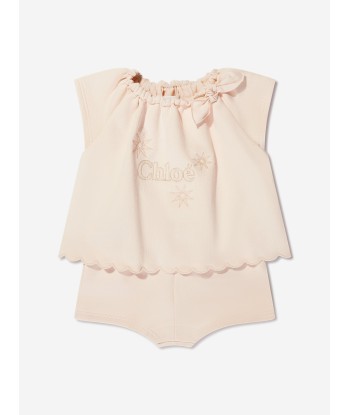 Chloé Baby Girls Organic Cotton Romper in Pink store