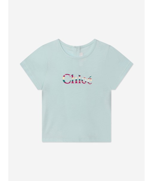 Chloé Baby Girls Logo T-Shirt in Blue Véritable concentré