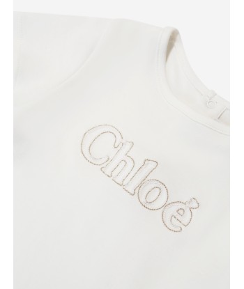 Chloé Baby Girls Embroidered Logo T-Shirt in White Venez découvrir notre 