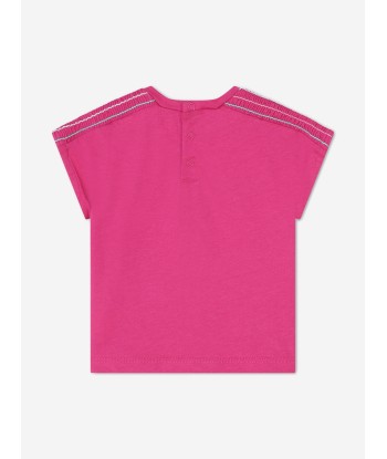 Chloé Baby Girls Embroidered Logo T-Shirt in Pink Pour