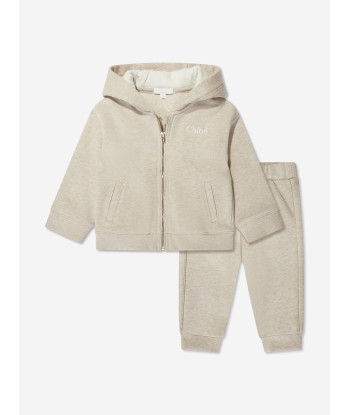 Chloé Baby Girls Logo Tracksuit in Beige basket pas cher